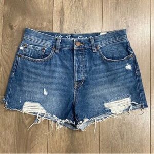 Free People distressed high rise cutoff denim shorts